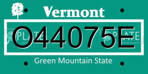 O44075E Vermont License Plate