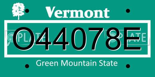 O44078E Vermont License Plate