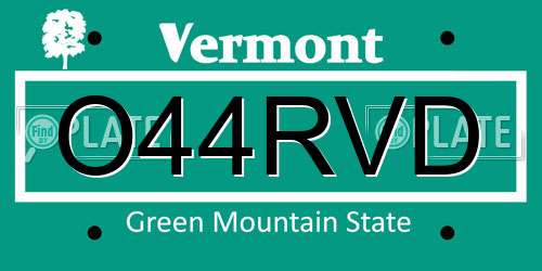 O44RVD Vermont License Plate