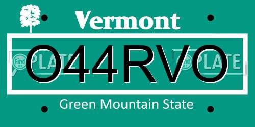 O44RVO Vermont License Plate