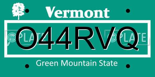 O44RVQ Vermont License Plate