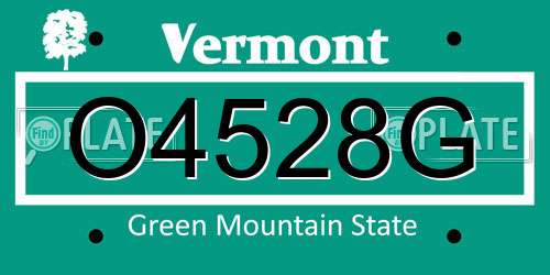 O4528G Vermont License Plate