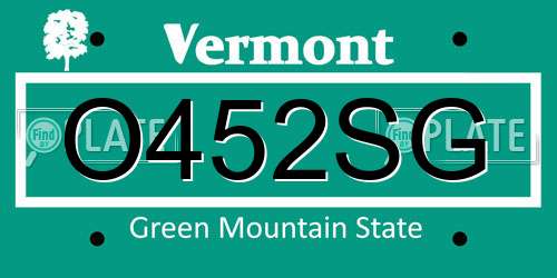 O452SG Vermont License Plate