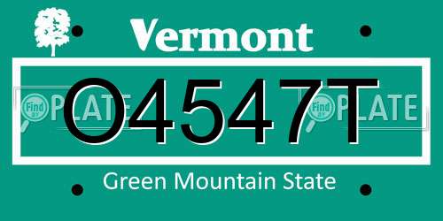 O4547T Vermont License Plate