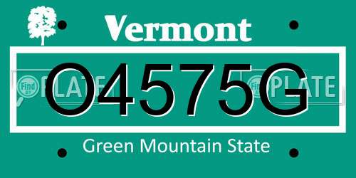 O4575G Vermont License Plate