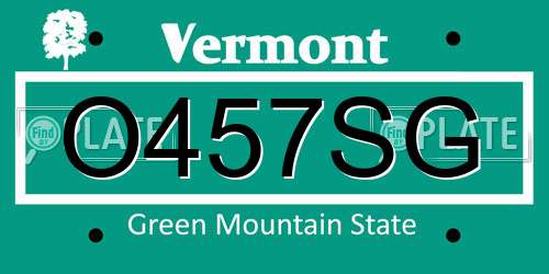 O457SG Vermont License Plate