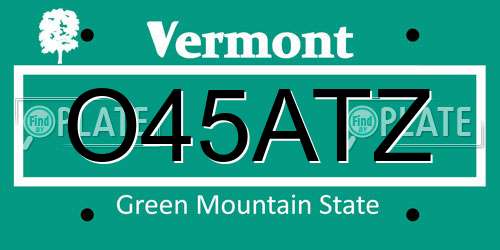 O45ATZ Vermont License Plate