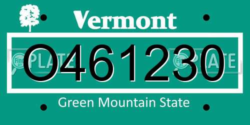 O461230 Vermont License Plate