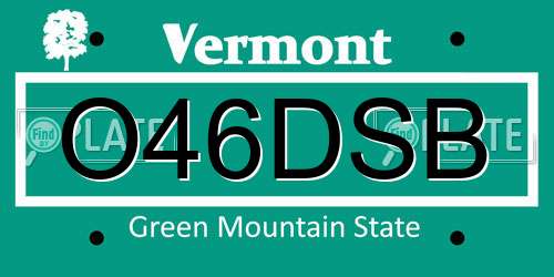 O46DSB Vermont License Plate