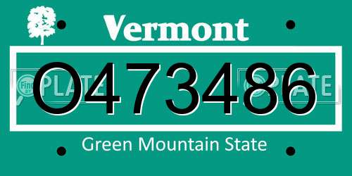 O473486 Vermont License Plate
