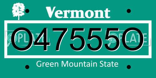O47555O Vermont License Plate