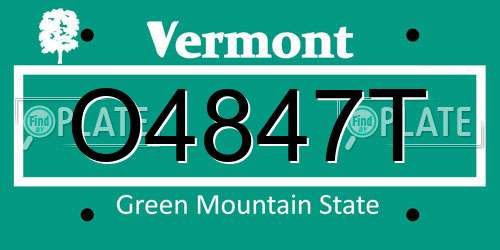O4847T Vermont License Plate