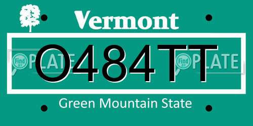O484TT Vermont License Plate
