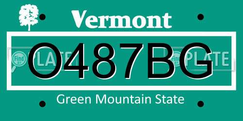 O487BG Vermont License Plate