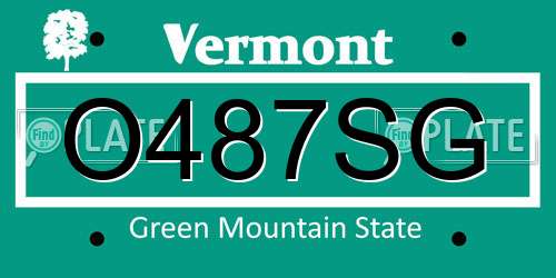 O487SG Vermont License Plate