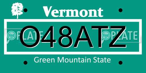 O48ATZ Vermont License Plate