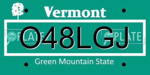 O48LGJ Vermont License Plate