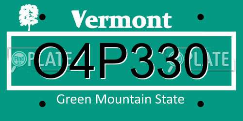 O4P330 Vermont License Plate