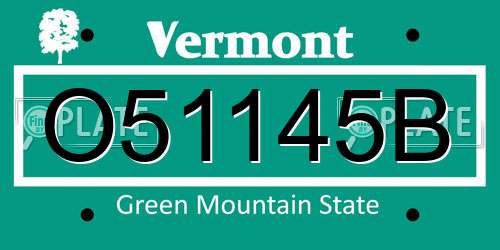 O51145B Vermont License Plate