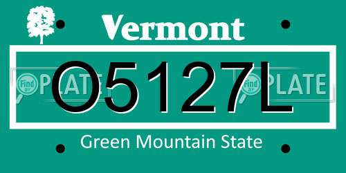 O5127L Vermont License Plate