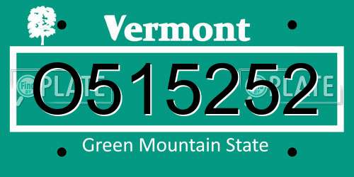 O515252 Vermont License Plate