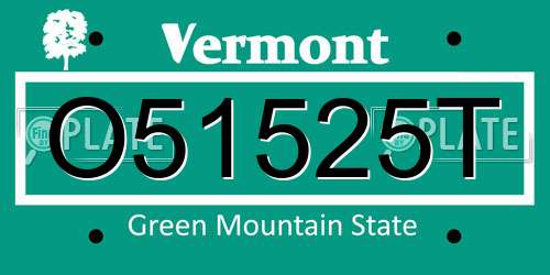 O51525T Vermont License Plate