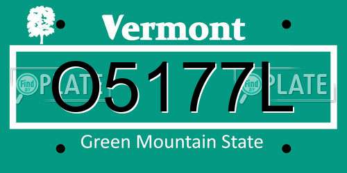 O5177L Vermont License Plate