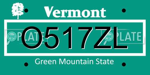 O517ZL Vermont License Plate