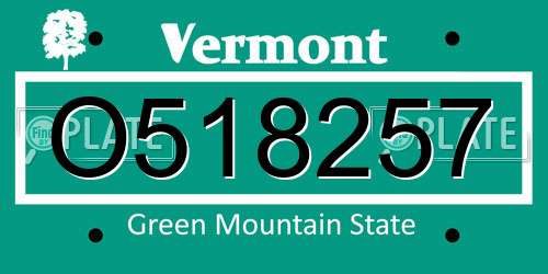 O518257 Vermont License Plate