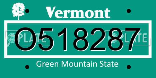 O518287 Vermont License Plate