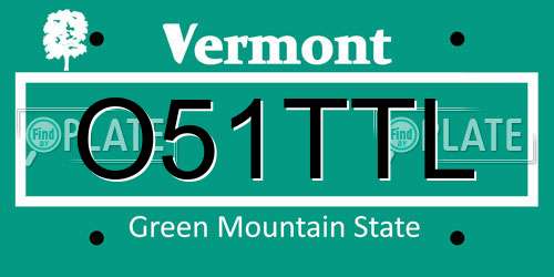 O51TTL Vermont License Plate