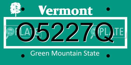 O5227Q Vermont License Plate