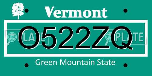 O522ZQ Vermont License Plate