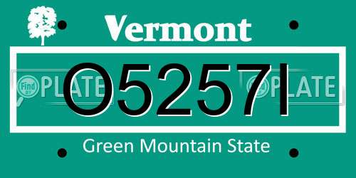 O5257I Vermont License Plate