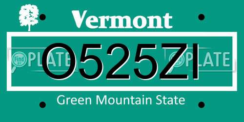 O525ZI Vermont License Plate