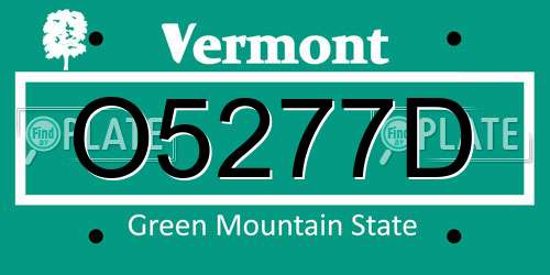 O5277D Vermont License Plate