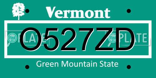 O527ZD Vermont License Plate