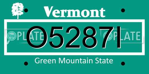 O5287I Vermont License Plate