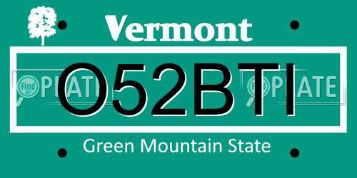 O52BTI Vermont License Plate