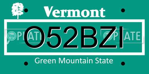 O52BZI Vermont License Plate
