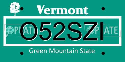 O52SZI Vermont License Plate