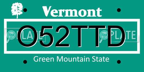 O52TTD Vermont License Plate