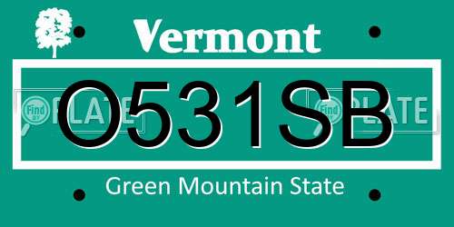 O531SB Vermont License Plate