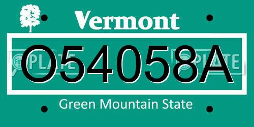 O54058A Vermont License Plate