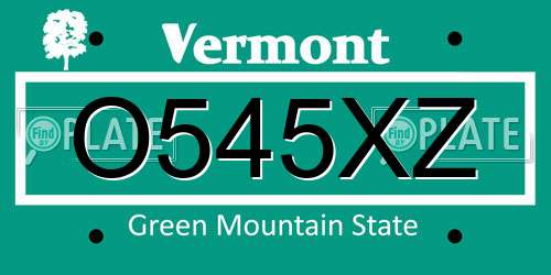 O545XZ Vermont License Plate