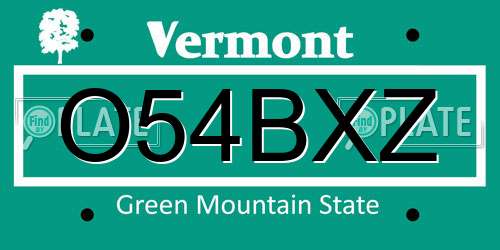 O54BXZ Vermont License Plate