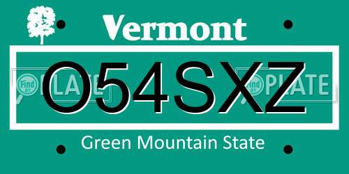 O54SXZ Vermont License Plate