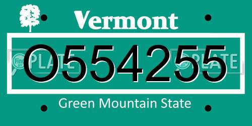 O554255 Vermont License Plate