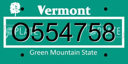 O554758 Vermont License Plate