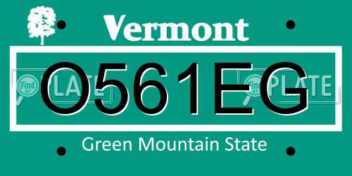 O561EG Vermont License Plate